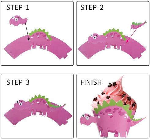 DIYASY 48 Pcs Dinosaur Cupcake Wrappers,Cute Dino Cupcake Decorations for Kids Dinosaur Party, Birthday & Baby Shower Decor....