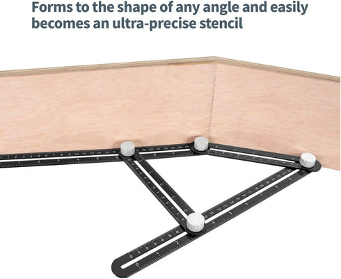 POWERTEC Multi Angle Measuring Ruler for Woodworking, Crafting, Construction, Flooring & Tile Cutting, Aluminum Angle Finder, Template & Layout To...