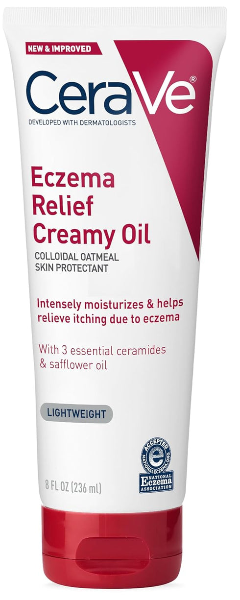 CeraVe Eczema Relief Creamy Body Oil, Eczema Calming Cream With Colloidal Oatmeal & Safflower Oil For Dry Skin & Itchy Skin Relief, Steroid Free &...