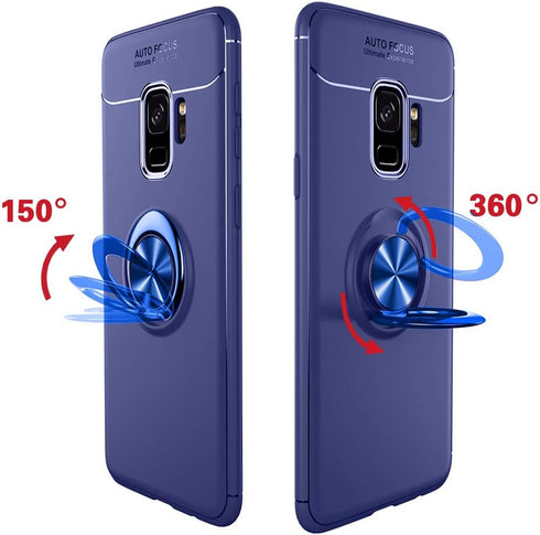 Asuwish Phone Case for Samsung Galaxy S9 with Tempered Glass Screen Protector Cover and Ring Holder Kickstand Cell Accessories Soft TPU Slim Silic...