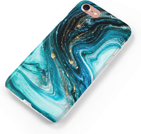 uCOLOR Turquoise Blue Gold Marble Case Compatible with iPhone 6S/6/8/7/SE 2nd/SE 3 (2022) 4.7" Cute Matt Slim Soft TPU Protective Case...
