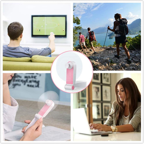 Personal Handheld Fan, Mini Portable Pocket Fan, Little Folding Fans USB Rechargeable for Woman Girls Makeup Outdoor Travel, Powerful Wind (Pink)...