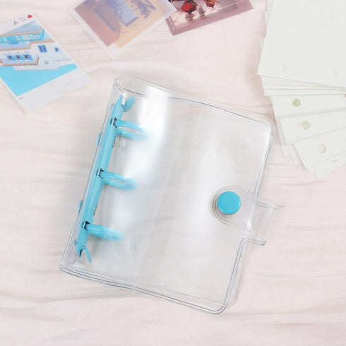 4PCS Mini Transparent 3-Ring Binder Covers, Mini Binder Notebook Cover, Soft PVC Notebook Round Ring Binder Cover Protector, Photo Album Loose-Lea...