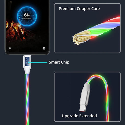 for OnePlus 8 7 Pro Warp Charging Cable USB C Charge Cord 2M/6.6FT USB A to C LED Glowing Light Cable for OnePlus 7T 6 5T Dash Charging SUPERVOOC ...