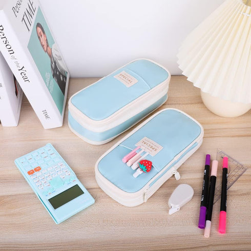 iSuperb Foldable Pencil Case Zipper Big Capacity Aesthetic Canvas Pencil Pouch Stationery Organizers Pen Bag for Kids Girls Boys Teen Student Scho...