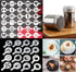 46 Coffee Stencils + 2 Steel Mesh Powder Shaker, Magnoloran Valentine's Day Stencils Cookies Baking Painting Mold Barista Templates for Dessert Cu...