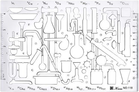 ZYHW Organic Chemistry Stencil Drawing Drafting Template Clear Plastic School Lab Laboratory Chemical Engineering Equipment Symbols...