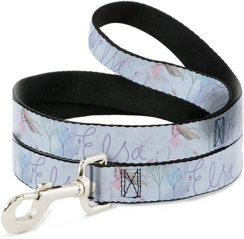 Disney Pet Leash, Dog Leash, Frozen Elsa Snowflake Pose with Trees and Script Blues, 4 Feet Long 0.5 Inch Wide...