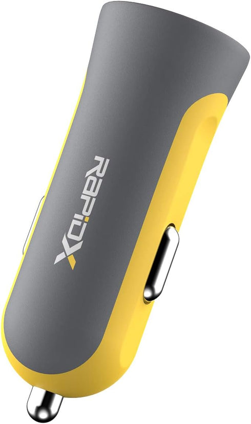 RapidX X2PD 30W USB-C PD Compact & Fast Dual Car Charger iPhone 14/13 / 12/11 / X / 8, Samsung Galaxy S22 S21 S20 S10 Note - Yellow...