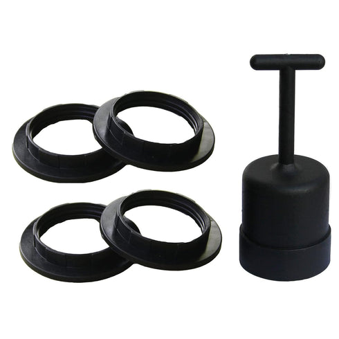 4 Pcs Medium Base Threaded Rings & 1pcs Black Shade Ring Removal Tool for E26 Base Sockets with Diameter of 1-1/2" (Black,Inner 38mm)...