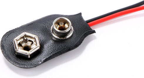 9V Battery Clip Connector, 9 Volt Long Cable Connection Soft Shell I Type, Black, 5 Pack...