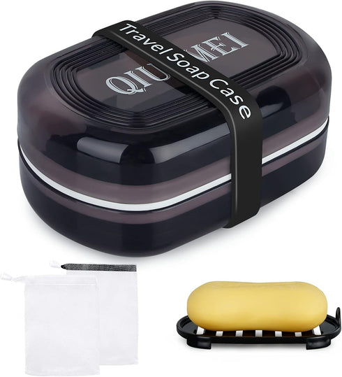 Travel Soap Box,soap Bar Holder Dish Container Case with Soap Bag & Silicone Band,Strong Sealing Leak Proof Portable,Best for Bathroom/Camping/Gym...