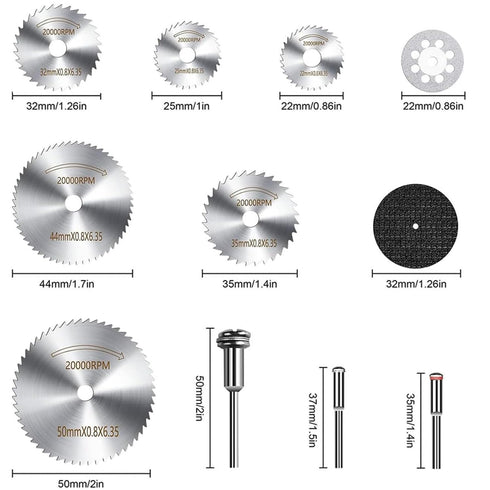 34 PCS Rotary Cutting Wheels Tool Kit,Mini Diamond Cutting Wheel, Circular Saw Blades and Resin Cut-off Wheels for Woodworking Metal Glass Plastic...