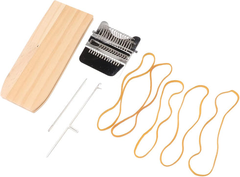 Tissting Mini Darning Loom 14 Hooks, Weaving Loom with Rubber Bands and Wooden Boards, Bracelet Making Kit String for Beginners Quickly Mending Je...