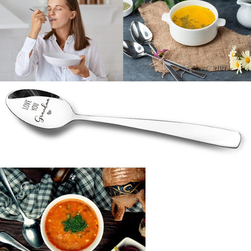 Love You Grandma Spoon Engraved Stainless Steel Funny, Nana Gifts from Grandkids, Coffee Lovers Teaspoon Gifts for Grandma Birthday Mother's Day C...