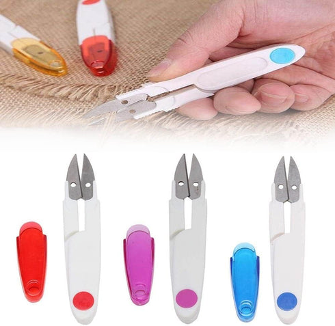 Purple Plastic Handle & Safety Cover Sewing Scissors Clothes Thread Embroidery Cross-stitch Craft Clipper Cutter Tailor Nippers,Snips Trimming Nip...
