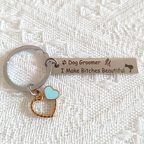 Dog Groomer Gifts Keychain for Women Men Dog Groomer I Make Bitches Beautiful Key Chains for Dog Hairdresser Groomers Appreciation Gift for Dog Ha...