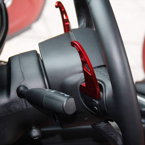 Silver Aluminum Steering Wheel Shift Paddle Extended Shifter Trim for Dodge Charger 2015+/Chrysler 300 2015-2021 (Red with Hole)...