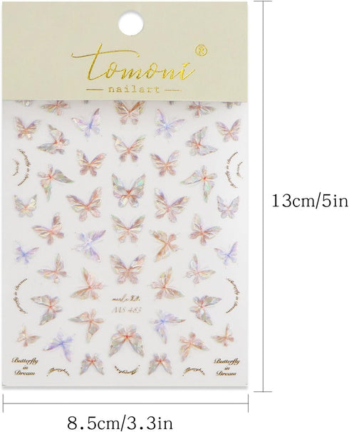 JMEOWIO 3D Embossed Aurora Butterfly Nail Art Stickers Decals Self-Adhesive 5D Nail Supplies Nail Art Design Decoration Accessories 1 Sheets...
