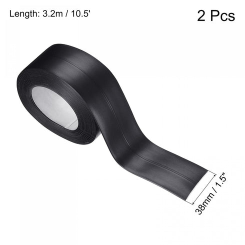 uxcell Waterproof Seal Caulk Strip Tape Self Adhesive 1.5"W x 10.5'L PVC Sealing Tape for Kitchen Bathroom Black 2Pcs...
