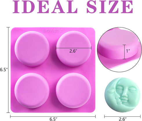 Hedume 3 Pack Sun & Moon Silicone Soap Molds, 4 Cavity Sun & Moon Face Soap Molds, Crescent Moon Face Silicone Soap Mold for Handmade Bath Bombs, ...