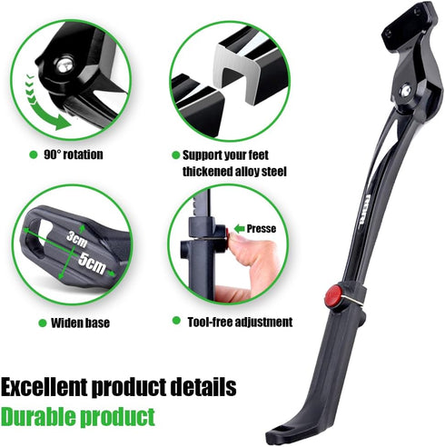RBRL Bike Kickstand 40mm Hole Spacing, Bike Stand Aluminium Alloy Adjustable Bicycle Kickstand, Rear Side Bicycle Kick Stand for 24''-29'' Mountai...