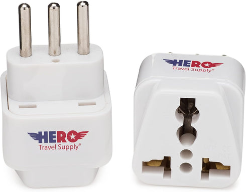 Hero Premium US to Italy Power Adapter Plug (Type L, Pack of 3, Grounded)...