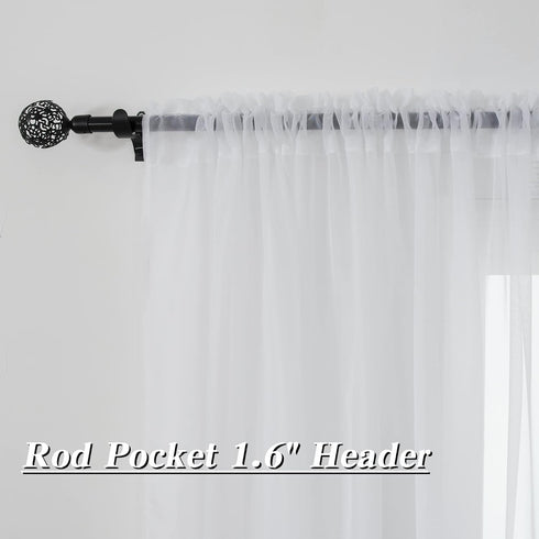 White Sheer Curtains 54 inches Long for Bedroom Top Rod Pocket Sheer Window Panels Curtains for Nursery Living Room 52 by 54 Inch Length Set of 2...
