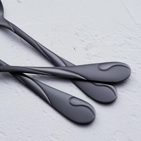 Black Dessert Spoon Set, Seeshine 6.5-inch Stainless Steel Shiny Black Teaspoon, Espresso Coffee Spoon, Set of 6...