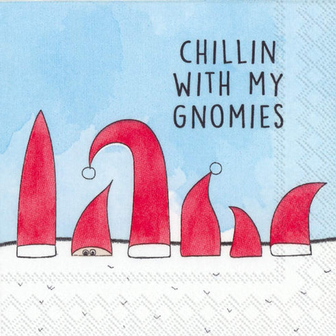 Boston International IHR 3-Ply Cocktail Beverage Paper Napkins, 5 x 5-Inches, Chillin With My Gnomies...