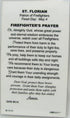 HJ Sherman St Florian Firefighters Service Necklace Badge Shaped with Holy Prayer Card...
