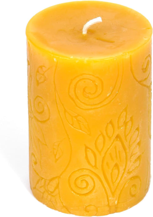 BeeTheLight Beeswax Pillar Candle - 100% Pure Bees Wax - Choose Your Size and Color - 24 Hour Burn Time - 2x3 - Unscented - Natural Light Honey Sc...