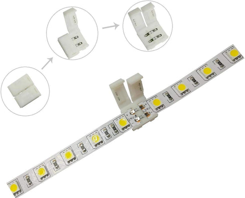 10 Pcs Strip to Strip Unwired Gapless Solderless Snap Down 2 Pin Single Color LED Light Strip Connector for 10mm Wide 5050 2835 5630 Single Color ...