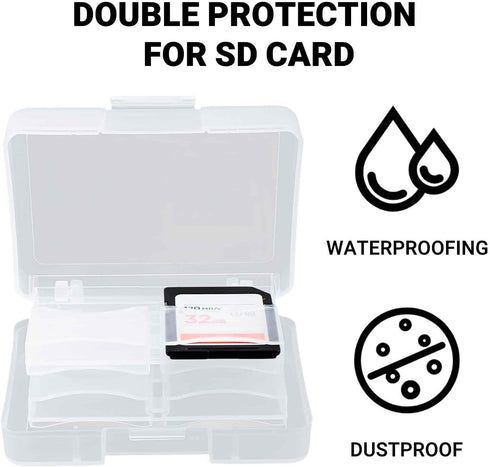 Slot Portable SD Card Case, 4 Individual Transparent Plastic Memory Card Cases, Holds a Total of 32 SD Cards, waterproof and Dust Resistant SD Car...