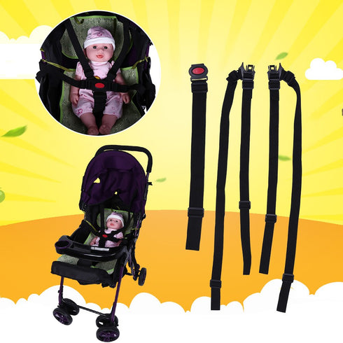 Baby Stroller Safety Belt, Baby Chair Safety Harness, Child Pram Seat 5 Point Harness Black Pushchair for Baby Stroller...