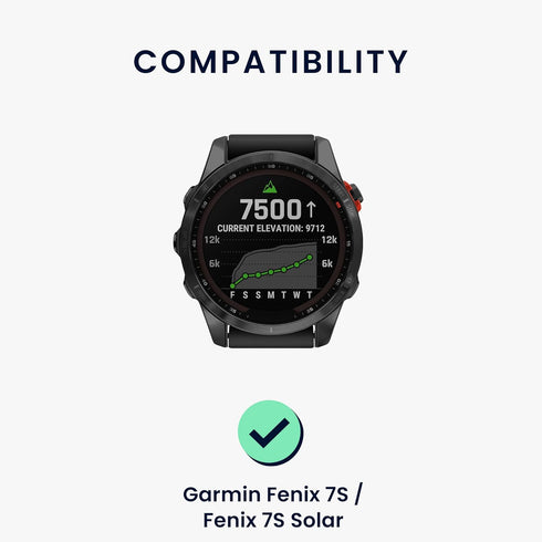 kwmobile Cover Compatible with Garmin Fenix 7S / Fenix 7S Solar - Cover Silicone Case for Fitness Tracker - Black/Silver...