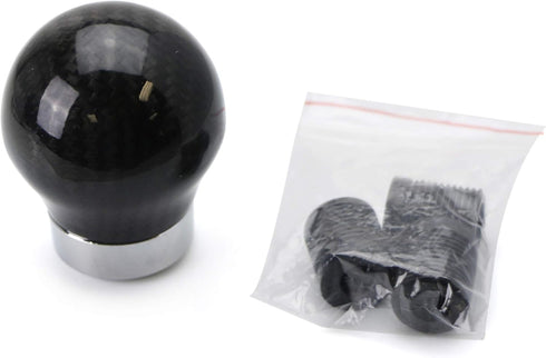 iJDMTOY Gloss Black 2-Inch Real/Genuine Carbon Fiber Shift Knob Ball Compatible with Compatible w/most 8mm 10mm 12mm M8 M10 M12 1.25 1.50 1.75 Thr...