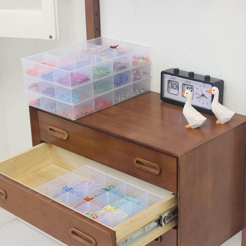 BangQiao 2 Pack Fixed 12 Grids Clear Plastic Organizer Sorting Tray and Transparent Storage Divider Box Container Case for Hardware, Craft, Sewing...