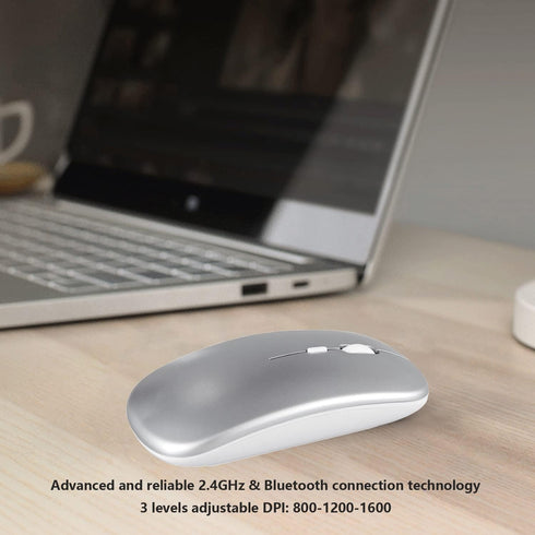 Wireless Bluetooth Mouse for Apple iPad iPhone MacBook Android Samsung Tablet Phone Dual-Mode Rechargeable 2.4G Portable Computer Mice for Windows...