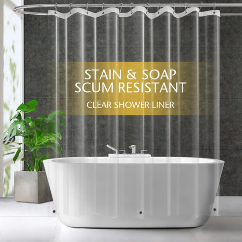 Clear PEVA Plastic Shower Curtain Liner Premium Light Weight 72" x 72" Transparent Bathroom Shower Showroom Curtain Liner with Rustproof Metal Gro...