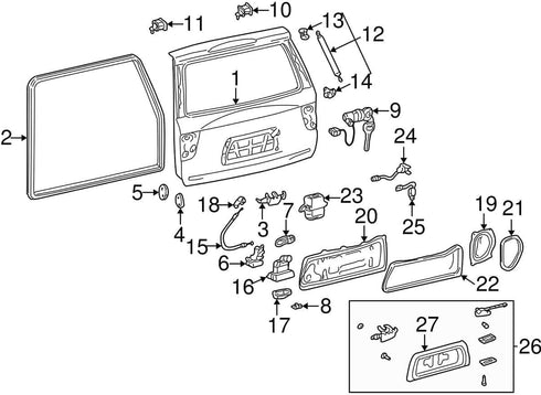 64680-0C010 Liftgate Tailgate Hatch Lock Cable Compatible with 2001-2007 Sequoia...