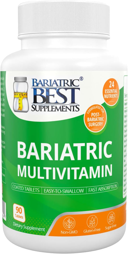 Bariatric Multivitamin with Iron for Post-Gastric Bypass & Sleeve Surgery, Energy Supplements, 90 Tablets, 24 Essential Nutrients, Formulated by B...