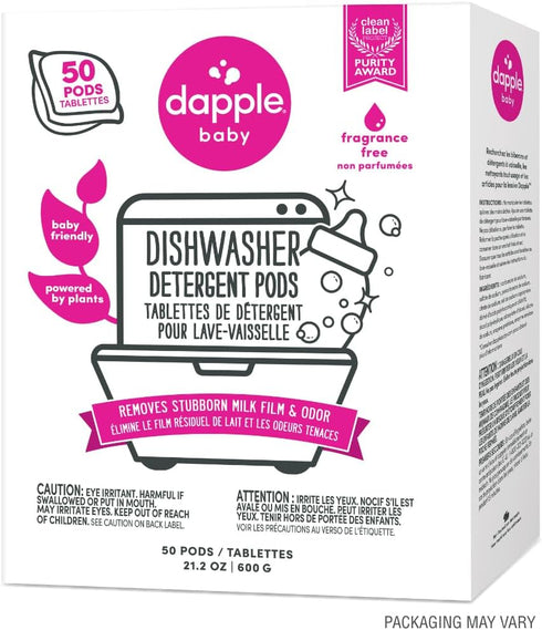 Dapple Baby Dishwasher Pacs, Hypoallergenic Dishwasher Pods Powered by Plants, Removes Milk Residue & Odor on Dishes, Baby Bottles & Kitchenware, ...
