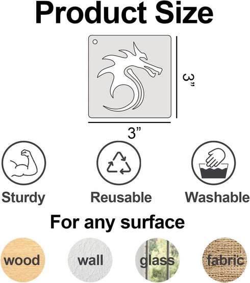 Dragon Stencils for Painting 3inch Reusable Dragon Stencil Template Stencils for Crafts Paint Stencils for Painting on Wood Wall Card Fabrics...