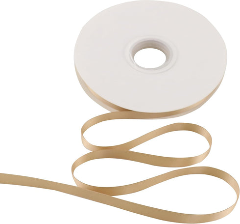 Tan Satin Ribbon 1/2 Inch Thin Gold Ribbon for Gift Wrapping Gold Ribbon for Wedding Invitation Cards Hair Ribbon for Crafts Baby Shower Flower Bo...
