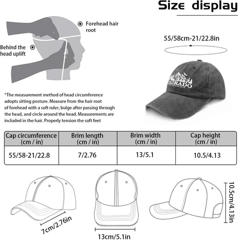 Colorado Rocky Mountain Baseball Hat American Sun Hat Pigment Black Womens Golf Hat Gifts for Grandma Baseball Cap...