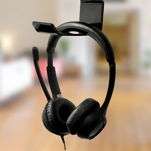 Headphone Hanger Wall Hook 2-Pack - Organizes & Protects Headphones. Stick-On Attach to Wall or Under Desk. includes Cable Organizer, Double Sided...