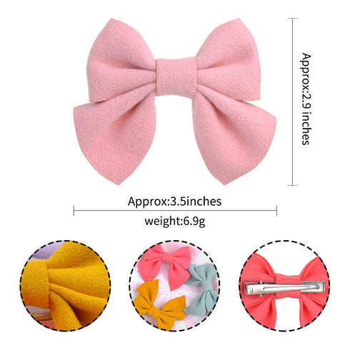 32PCS/16Colors 3.5 Inches Baby Girls Hair Bows Clips Alligator Clips Felt Woolen Hair Barrettes Hair Accessories for Toddlers Infants Kids and Lit...