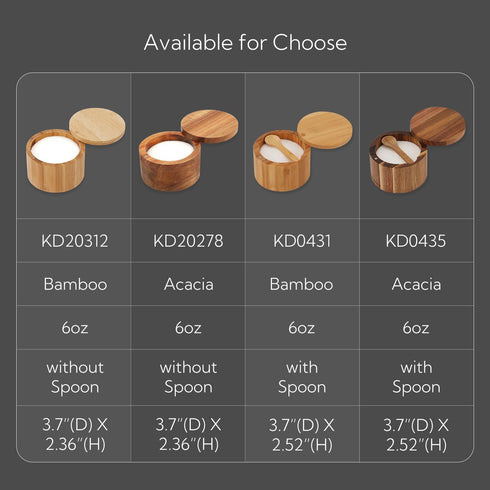 KITCHENDAO Bamboo Salt Cellar Bowl Box?Elegant Kitchen Salt Container Holder with Swivel Magnetic Lid to Store Pepper Spice Bath Salt Sea Salt Her...