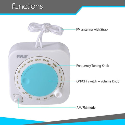 Shower Radio Waterproof Portable Speakers - Portable Shower Bath Accessories - Water Resistant Mini AM/FM Radio with Hanging Strap - Rotary Volume...